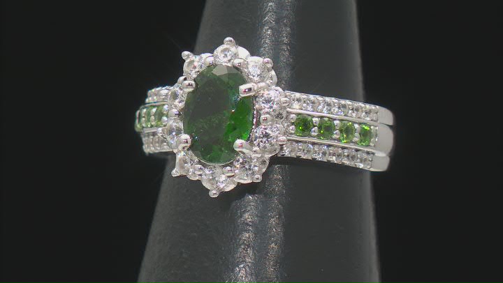 Green Chrome Diopside Platinum Over Sterling Silver Ring 2.07ctw Video Thumbnail