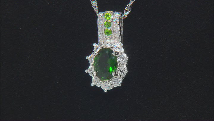 Green Chrome Diopside Platinum Over Silver Pendant With Chain 1.64ctw Video Thumbnail