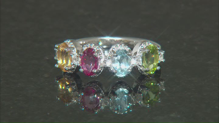 Multicolor Multi-Gem Rhodium Over Sterling Silver Ring 1.91ctw Video Thumbnail