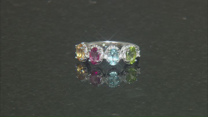 Multicolor Multi-Gem Rhodium Over Sterling Silver Ring 1.91ctw Video Thumbnail