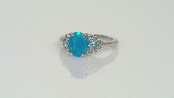 Paraiba Blue Opal Rhodium Over Sterling Silver Ring 1.33ctw Video Thumbnail