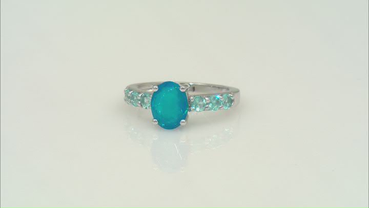 Paraiba Blue Opal Rhodium Over Sterling Silver Ring 1.41ctw Video Thumbnail