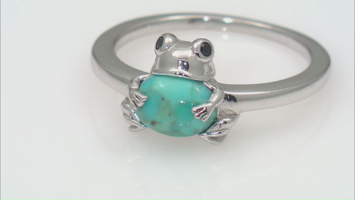 Blue Composite Turquoise Sterling Silver Frog Ring 0.03ctw Video Thumbnail