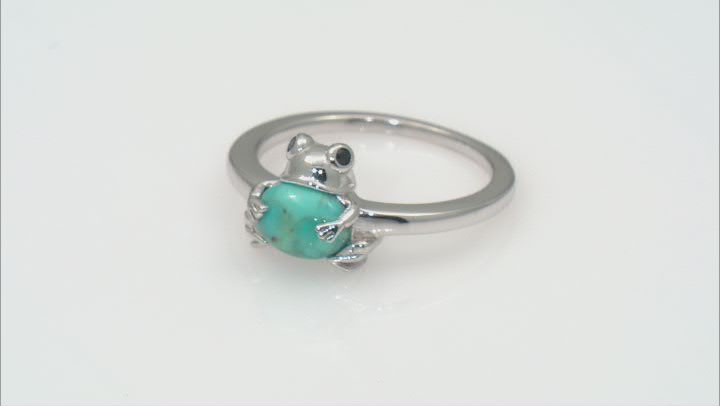 Blue Composite Turquoise Sterling Silver Frog Ring 0.03ctw Video Thumbnail