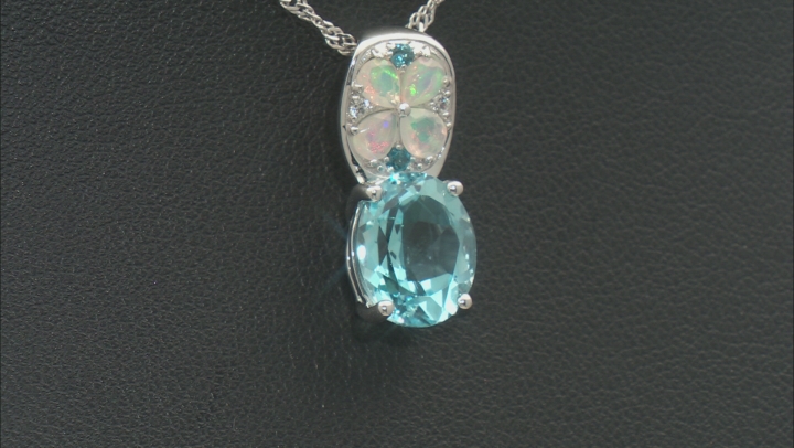 Sky Blue Topaz Rhodium Over Sterling Silver Pendant With Chain 4.24ctw Video Thumbnail