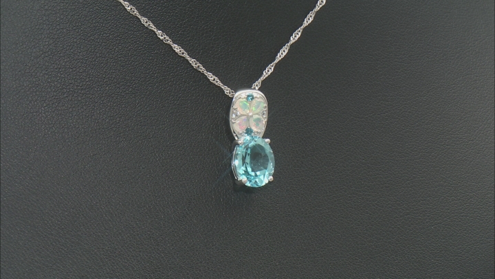 Sky Blue Topaz Rhodium Over Sterling Silver Pendant With Chain 4.24ctw Video Thumbnail