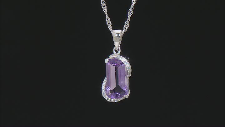 Lavender Amethyst Rhodium Over Silver Pendant with Chain 3.10ctw Video Thumbnail