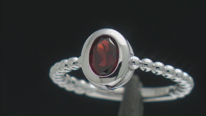 Red Garnet Rhodium Over Sterling Silver Solitaire Ring 0.81ct Video Thumbnail