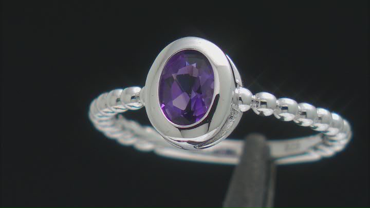 Purple Amethyst Rhodium Over Sterling Silver Solitaire Ring 0.64ct Video Thumbnail