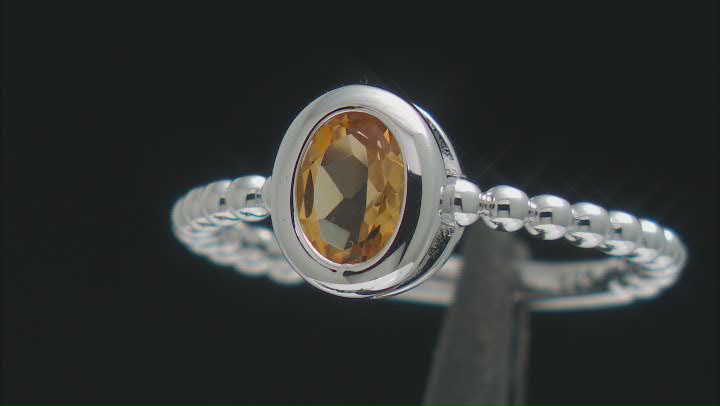 Yellow Citrine Rhodium Over Sterling Silver Solitaire Ring 0.64ct Video Thumbnail