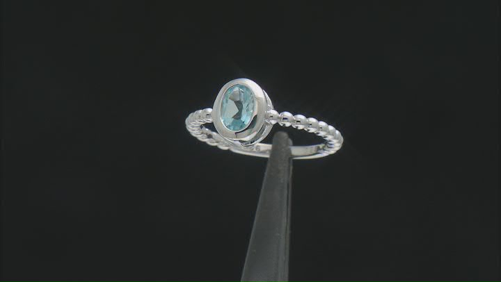 Sky Blue Topaz Rhodium Over Sterling Silver Solitaire Ring 0.81ct Video Thumbnail