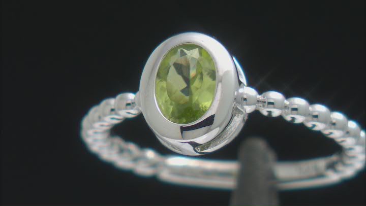 Green Peridot Rhodium Over Sterling Silver Solitaire Ring 0.72ct Video Thumbnail