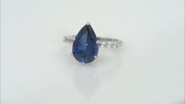 Blue Lab Created Sapphire Rhodium Over Silver Ring 4.63ctw Video Thumbnail