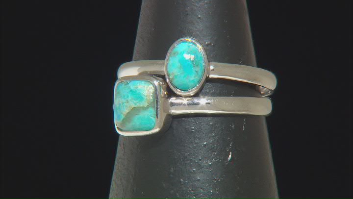 Blue Turquoise Sterling Silver Stackable Ring Video Thumbnail