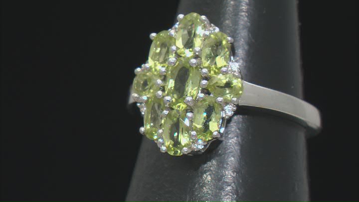Green Peridot Rhodium Over Sterling Silver Ring 1.88ctw Video Thumbnail