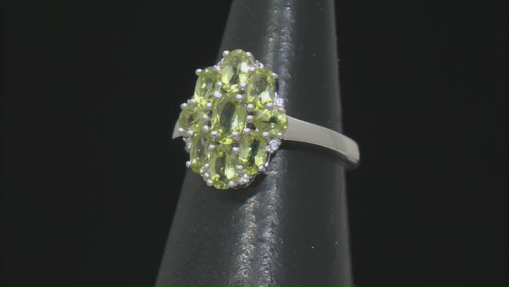 Green Peridot Rhodium Over Sterling Silver Ring 1.88ctw Video Thumbnail