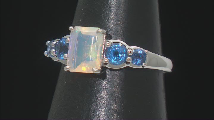 Multicolor Ethiopian Opal Rhodium Over Sterling Silver Ring 1.54ctw Video Thumbnail