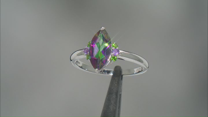 Mystic Fire® Green Topaz Rhodium Over Silver Ring 1.82ctw Video Thumbnail
