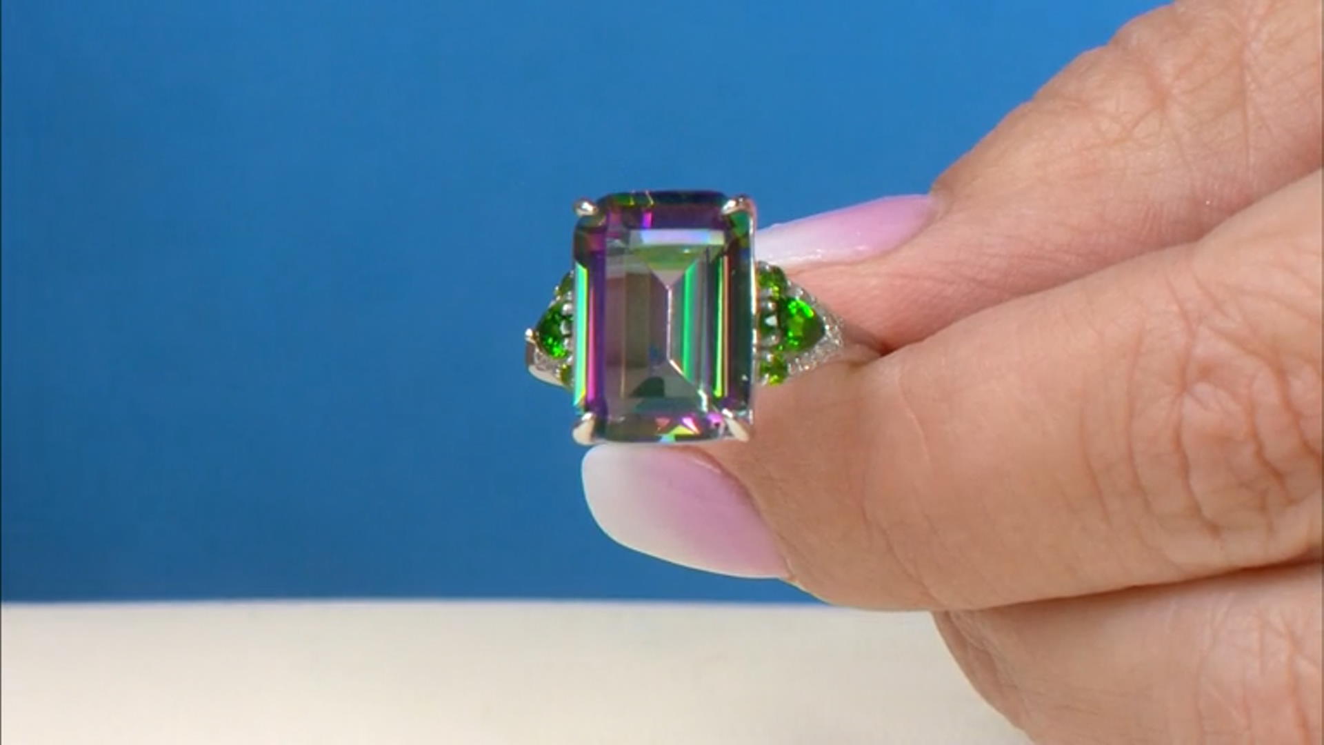 Multi-Color Quartz Rhodium Over Silver Ring 6.35ctw Video Thumbnail