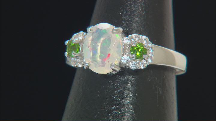 Multicolor Ethiopian Opal Rhodium Over Silver Ring 1.23ctw Video Thumbnail