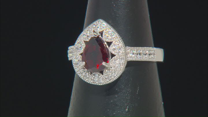 Red Garnet Rhodium Over Sterling Silver Ring 1.32ctw Video Thumbnail