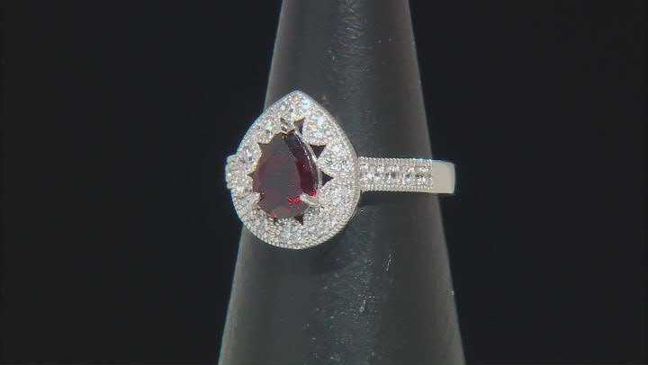 Red Garnet Rhodium Over Sterling Silver Ring 1.32ctw Video Thumbnail