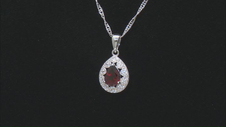 Red Garnet Rhodium Over Silver Pendant With Chain 1.18ctw Video Thumbnail