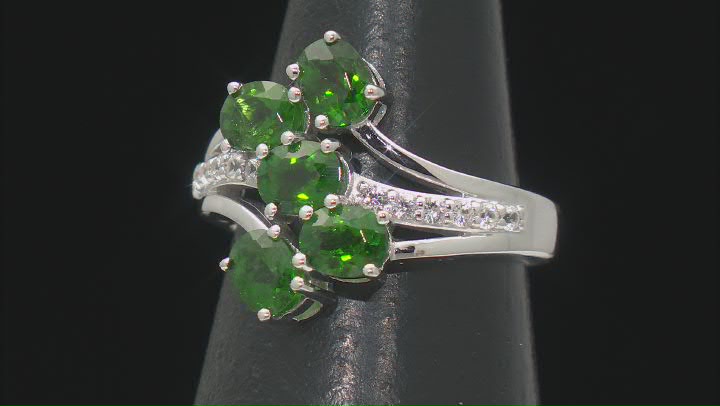 Green Chrome Diopside Rhodium Over Sterling Silver Ring 1.74ctw Video Thumbnail