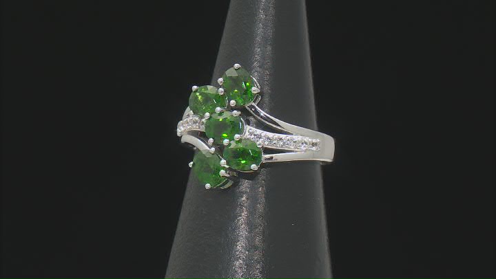 Green Chrome Diopside Rhodium Over Sterling Silver Ring 1.74ctw Video Thumbnail