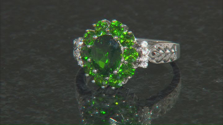 Green Chrome Diopside Rhodium Over Sterling Silver Ring 2.11ctw Video Thumbnail