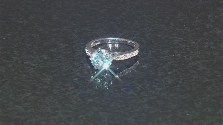 Sky Blue Topaz with White Topaz Rhodium Over Sterling Silver Ring 2.21ctw Video Thumbnail