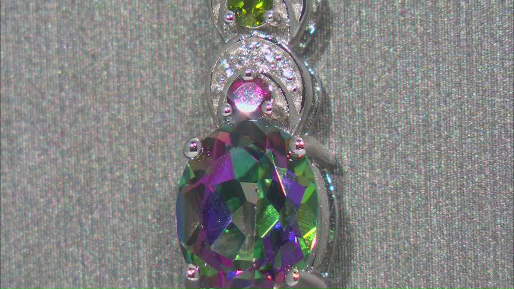 Mystic Fire® Green Topaz Rhodium Over Silver Pendant with Chain 3.08ctw Video Thumbnail