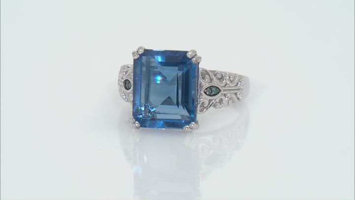 Color Change Fluorite With Blue Diamond Rhodium Over Sterling Silver Ring 6.14ctw Video Thumbnail