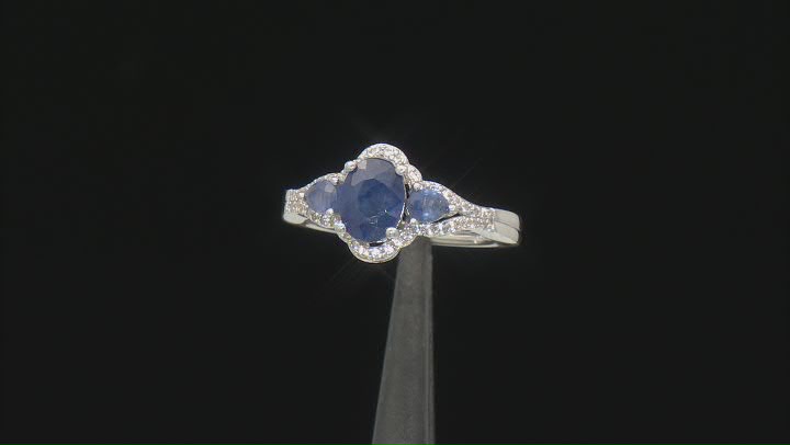 Blue Mahaleo(R) Sapphire Rhodium Over Silver Ring 1.85ctw Video Thumbnail