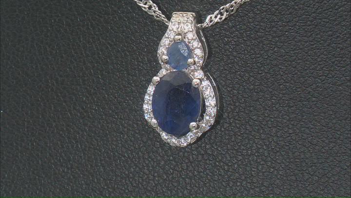 Blue Mahaleo® Sapphire Rhodium Over Silver Pendant Chain 1.85ctw Video Thumbnail
