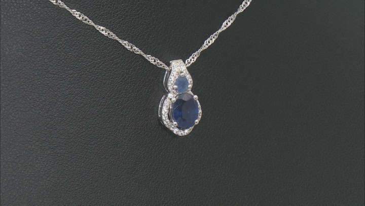 Blue Mahaleo® Sapphire Rhodium Over Silver Pendant Chain 1.85ctw Video Thumbnail