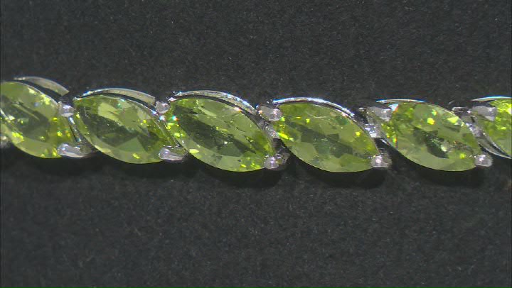 Green Peridot Rhodium Over Sterling Silver Bracelet 16.04ctw Video Thumbnail