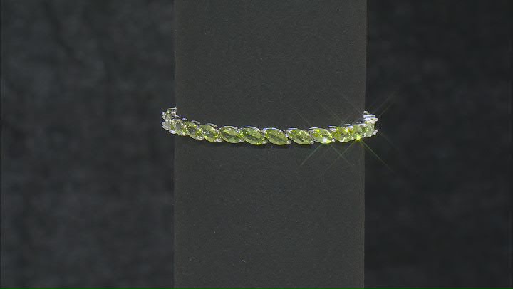 Green Peridot Rhodium Over Sterling Silver Bracelet 16.04ctw Video Thumbnail