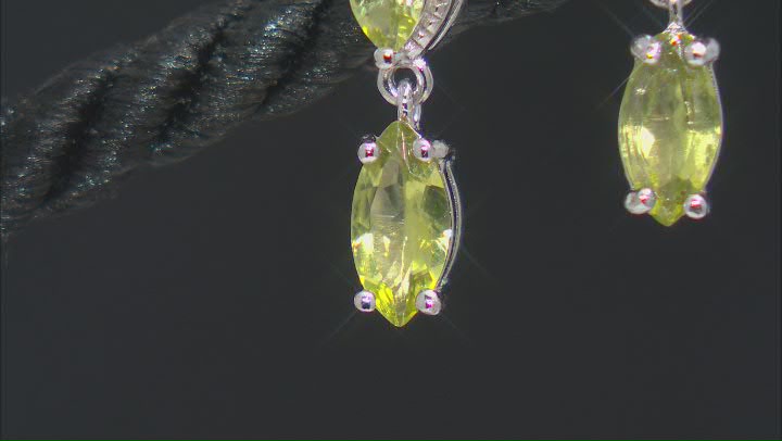 Green Peridot Rhodium Over Sterling Silver Dangle Earrings 1.13ctw Video Thumbnail