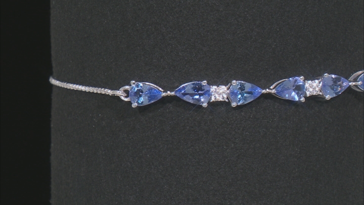 Blue Tanzanite Rhodium Over Sterling Silver Bolo Bracelet 2.22ctw Video Thumbnail