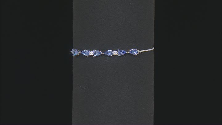 Blue Tanzanite Rhodium Over Sterling Silver Bolo Bracelet 2.22ctw Video Thumbnail