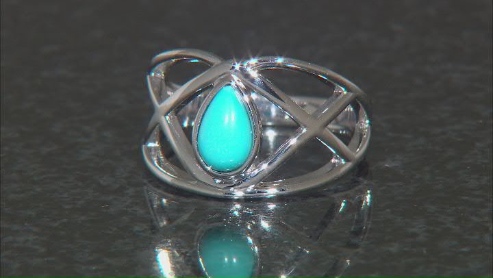 Blue Sleeping Beauty Turquoise Platinum Over Sterling Silver Solitaire Ring Video Thumbnail