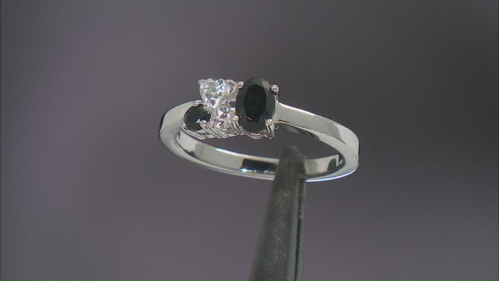Black Spinel Rhodium Over Sterling Silver Ring 1.44ctw Video Thumbnail
