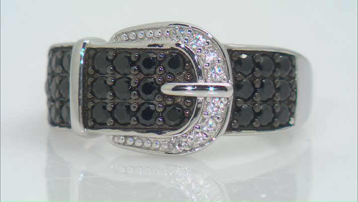 Black Spinel Sterling Silver Buckle Ring 1.28ctw Video Thumbnail