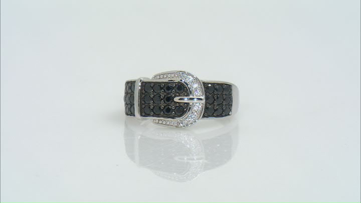 Black Spinel Sterling Silver Buckle Ring 1.28ctw Video Thumbnail