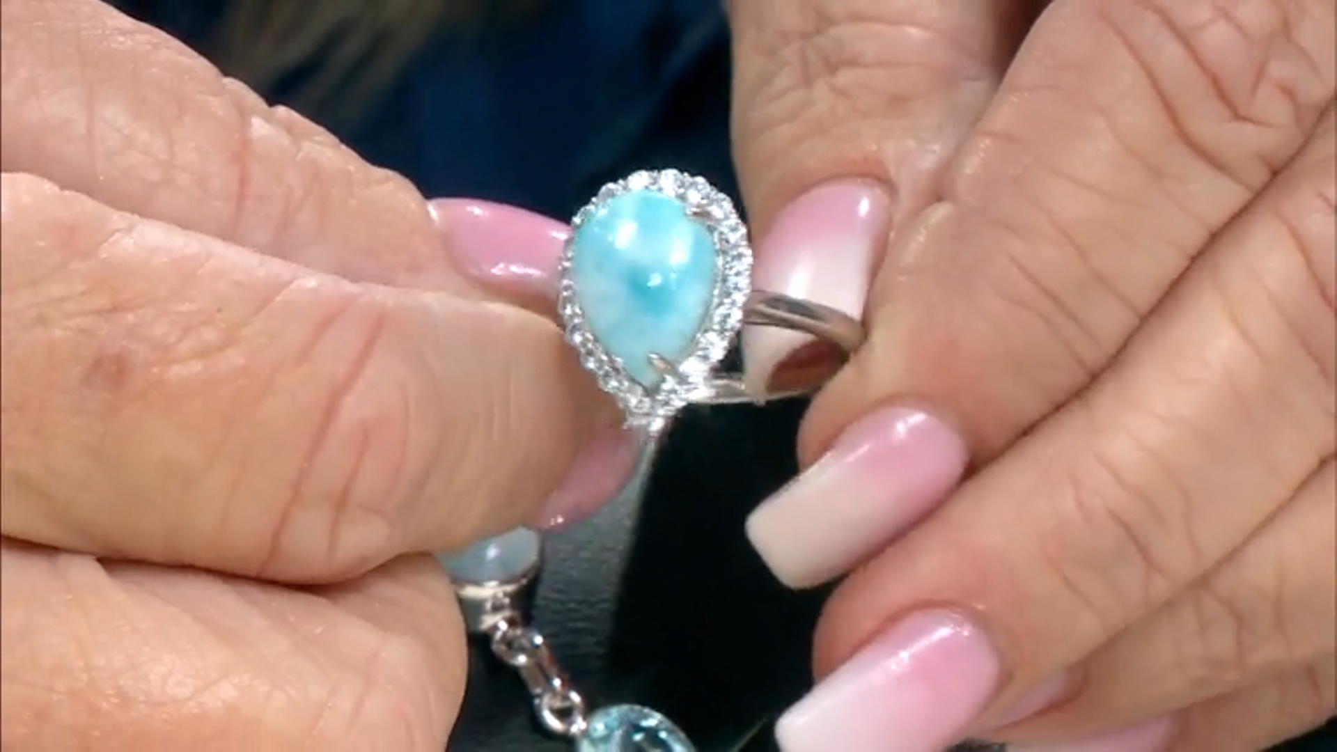 Blue Larimar Rhodium Over Sterling Silver Ring 0.68ctw Video Thumbnail