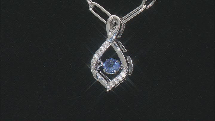 Tanzanite Rhodium Over Silver Dancing Paper Clip Necklace 0.25ctw Video Thumbnail