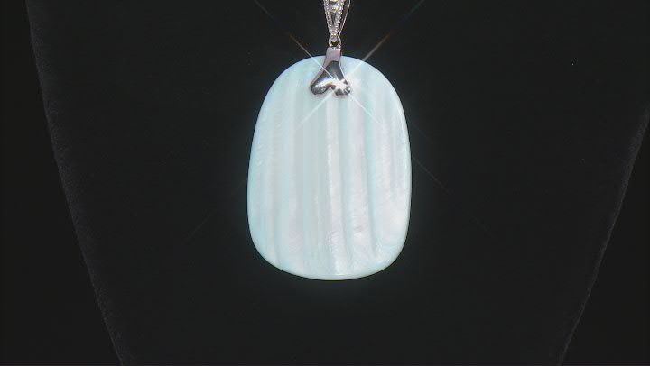 Blue Mother-Of Pearl Rhodium Over Sterling Silver Pendant With Chain Video Thumbnail