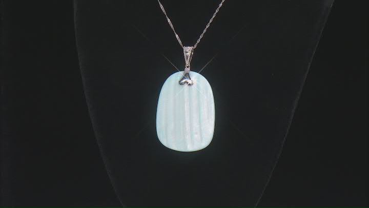 Blue Mother-Of Pearl Rhodium Over Sterling Silver Pendant With Chain Video Thumbnail