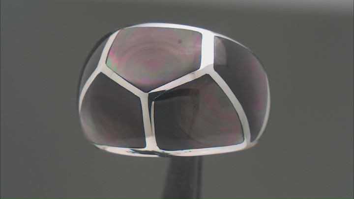 Black Tahitian Mother-Of-Pearl Sterling Silver Band Ring Video Thumbnail